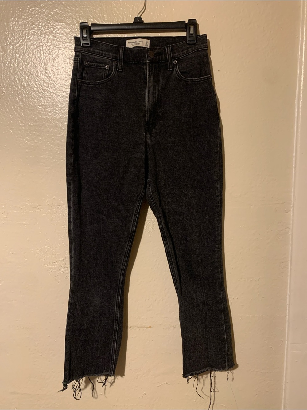 Abercrombie & Fitch High-Rise Black Raw-Hem Jeans